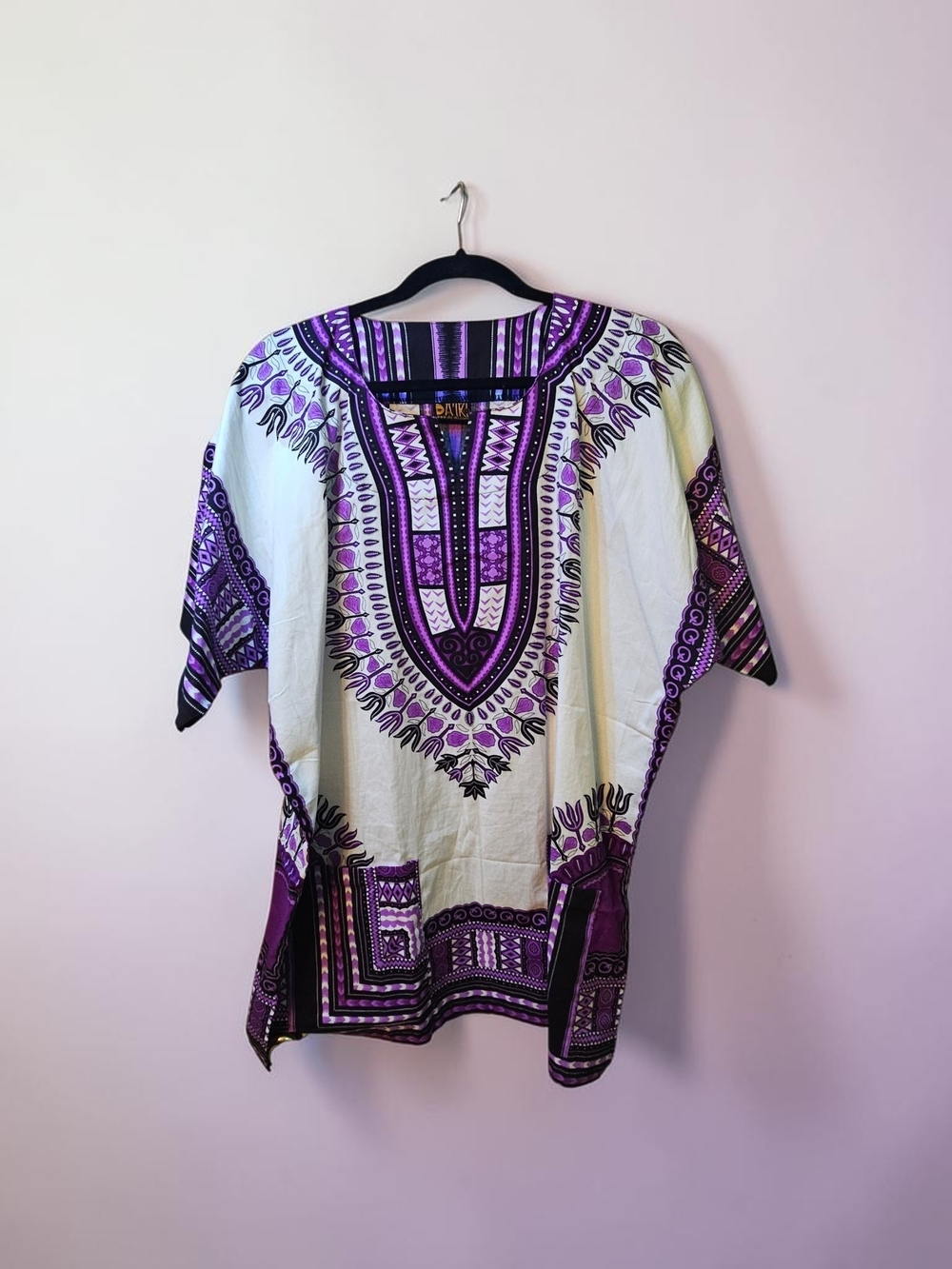 Da'iki Dashiki Purple Patterned Tunic Unisex Top Lg